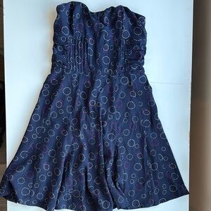 American Eagle Outfitters Blue Ruched Strapless Sheath Dress